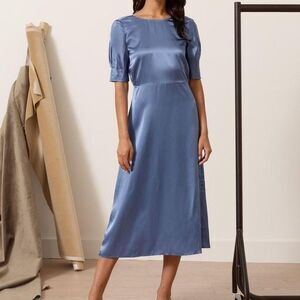 Modern Citizen Juliette Puff Sleeve Blue Dress